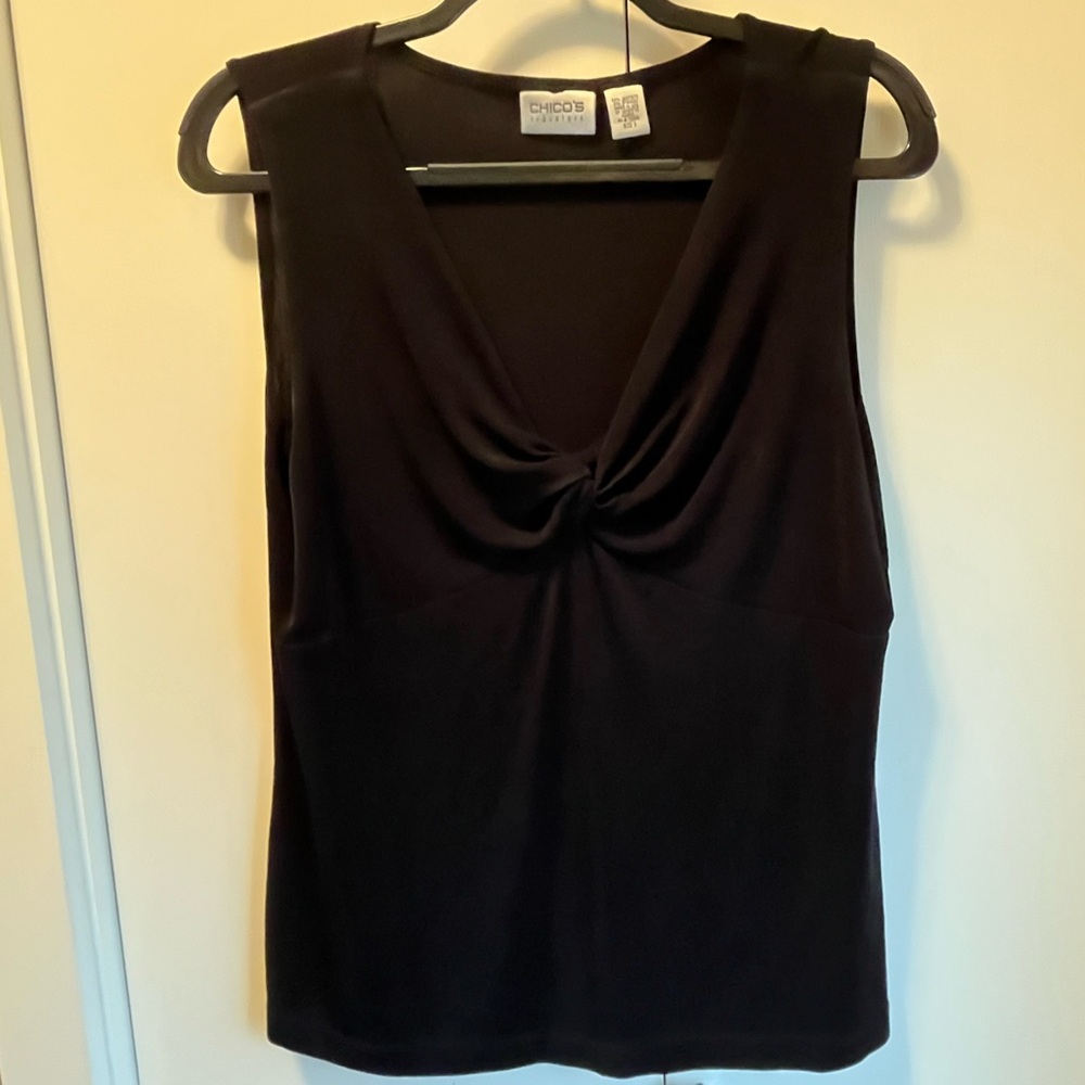 Chico’s Travelers Collection Black Sleeveless Top Size L